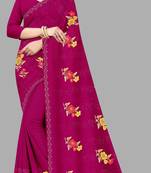 Pink embroidered shimmer saree with blouse