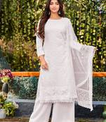 White Georgette Chikankari Style Suit