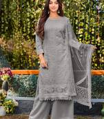 Grey Georgette Chikankari Style Suit