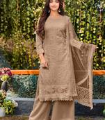 Beige Georgette Chikankari Style Suit