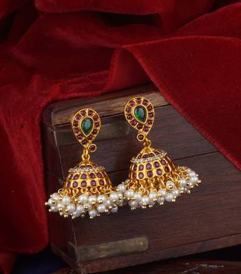 Gold ruby  jhumkas 1