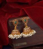 Gold ruby  jhumkas
