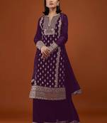 Georgette Based Purple Palazzo Set