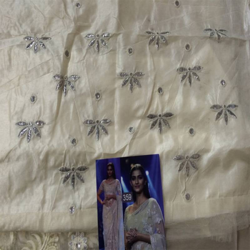 Sonam Kapoor White embroidered NET saree with blouse