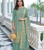 Turquoise georgette embroidered salwar kameez