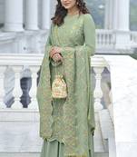 Dark sea green georgette embroidered salwar kameez