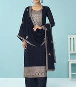 Navy Blue Embroidered Georgettesalwar Suit