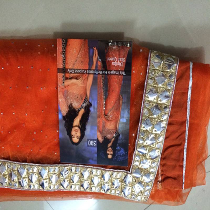  Deepika padukone orange fancy designer stylish saree with blouse