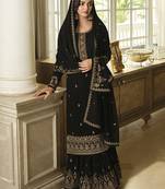 Georgette Embroidered Black Salwar Kameez