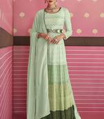 Designer Georgette Suit in Sea Green with Sequins Work