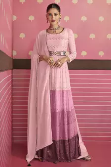 Designer Georgette Suit in Light Pink with Sequins Work