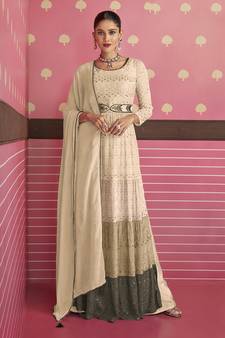 Georgette Suit in Beige with Sequins Work
