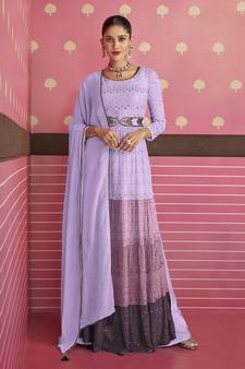 Georgette Suit in Mauve with Sequins Work