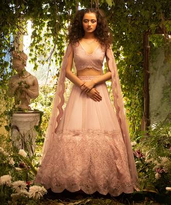 Peach Georgette Lehenga Set 1