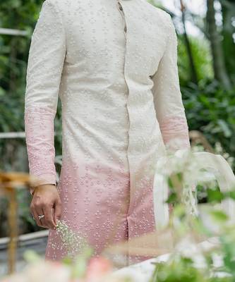 Beige & Amaranth Pink Ombre Sherwani Set 3