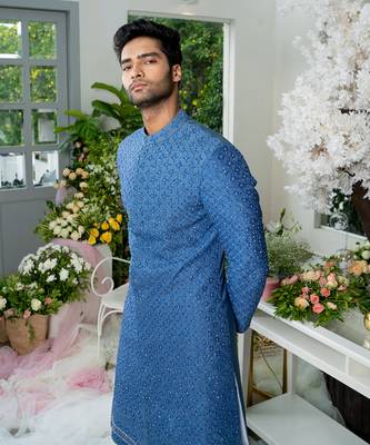 Twilight Blue Sherwani Set 2
