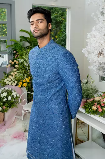 Twilight Blue Sherwani Set
