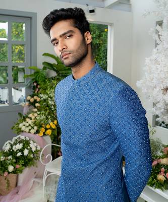 Twilight Blue Sherwani Set 3