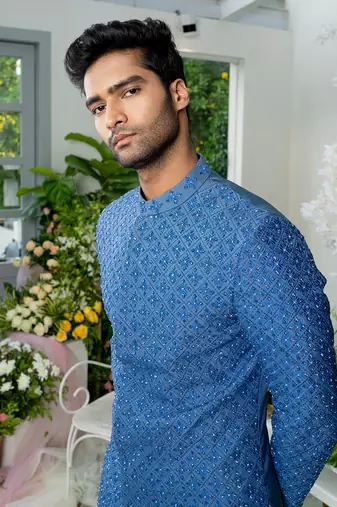 Twilight Blue Sherwani Set
