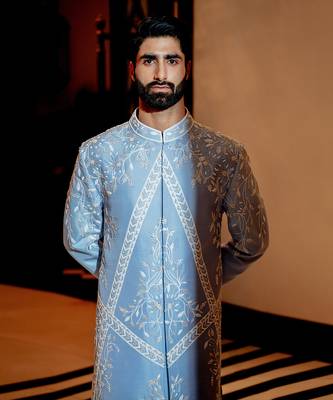 Powder Blue Neo Floral Sherwani Set 2