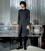 Black Celeste Striped Sherwani