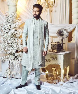 Pearl Grey Deco Sherwani Set. 2