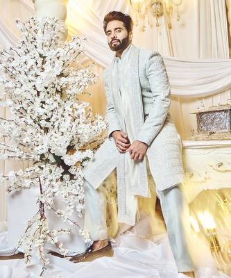 Pearl Grey Deco Sherwani Set. 3