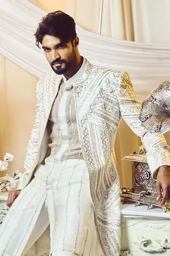Chestnut White Lines Open Jacket Set
