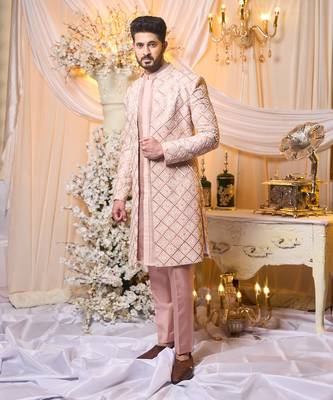 Salmon Nude Sherwani Set 1