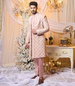 Salmon Nude Sherwani Set