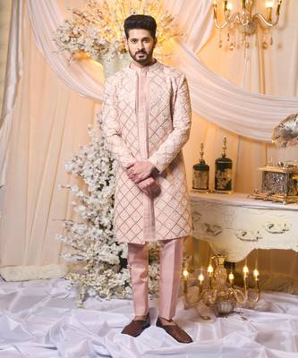 Salmon Nude Sherwani Set 2