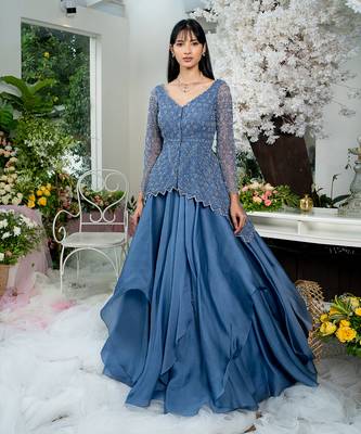 Twilight Blue Peplum And Skirt Set 1