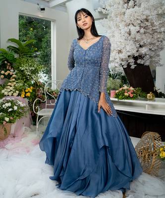Twilight Blue Peplum And Skirt Set 2