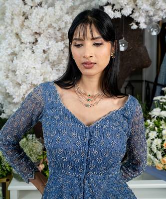 Twilight Blue Peplum And Skirt Set 3