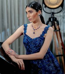 Sapphire Blue Floral Gown