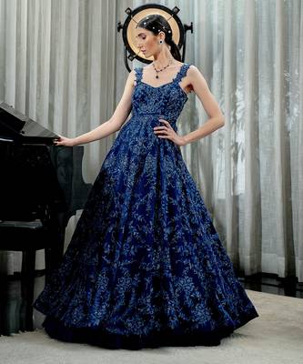 Sapphire Blue Floral Gown 1