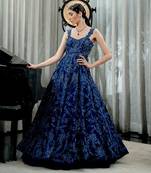 Sapphire Blue Floral Gown