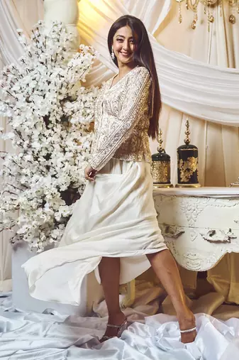 Chestnut White Blazer Skirt Set