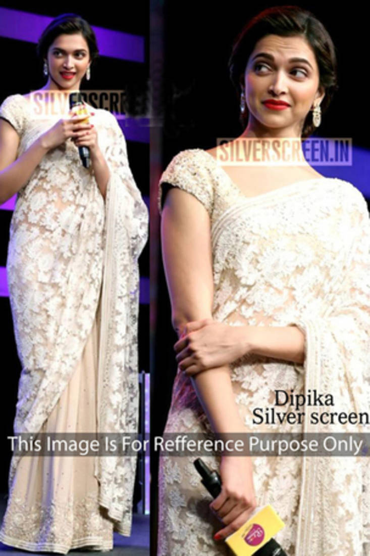 White embroidered Net saree with blouse
