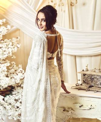 Chantilly White Lotus Saree Set 3