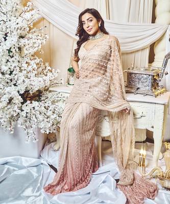 Primrose-Quartz Ombre Saree 2