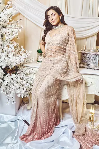 Primrose-Quartz Ombre Saree