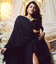 Jade Black Pre Drape Saree Set