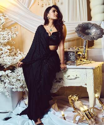 Jade Black Pre Drape Saree Set 3
