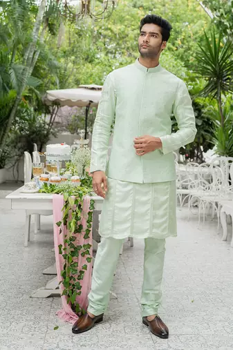 Pistachio Green Nehru Jacket Set