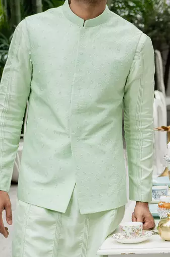 Pistachio Green Nehru Jacket Set