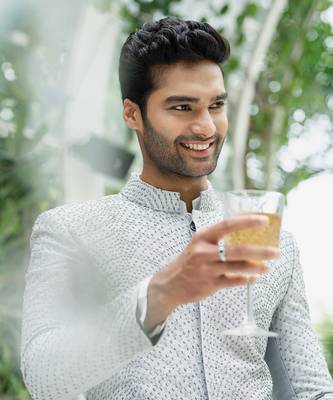 Metallic Grey Kurta- Bandhgala Set With Pants 3