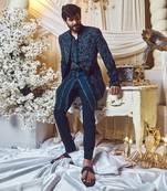 Prussian Blue Virile Open Jacket Set