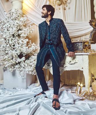 Prussian Blue Virile Open Jacket Set 3