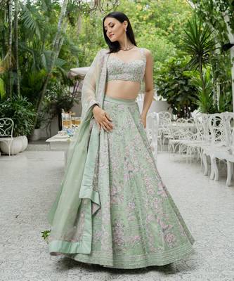 Pistachio Green Lehenga Set 4